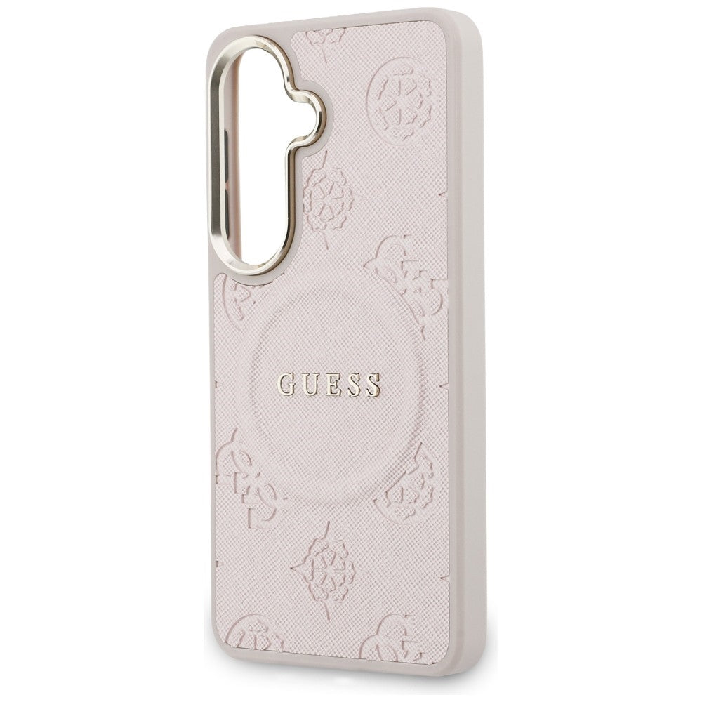 MagSafe futrola za Samsung Galaxy S26 S942, Guess, Saffiano Peony Embossed Ring, Roza