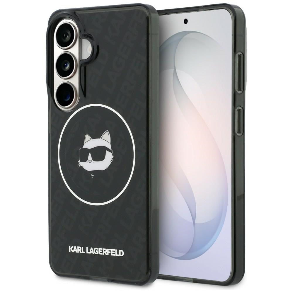 Futrola MagSafe za Samsung Galaxy S26 S942, Karl Lagerfeld, IML Choupette Head on KL Repeated Logo, Crna