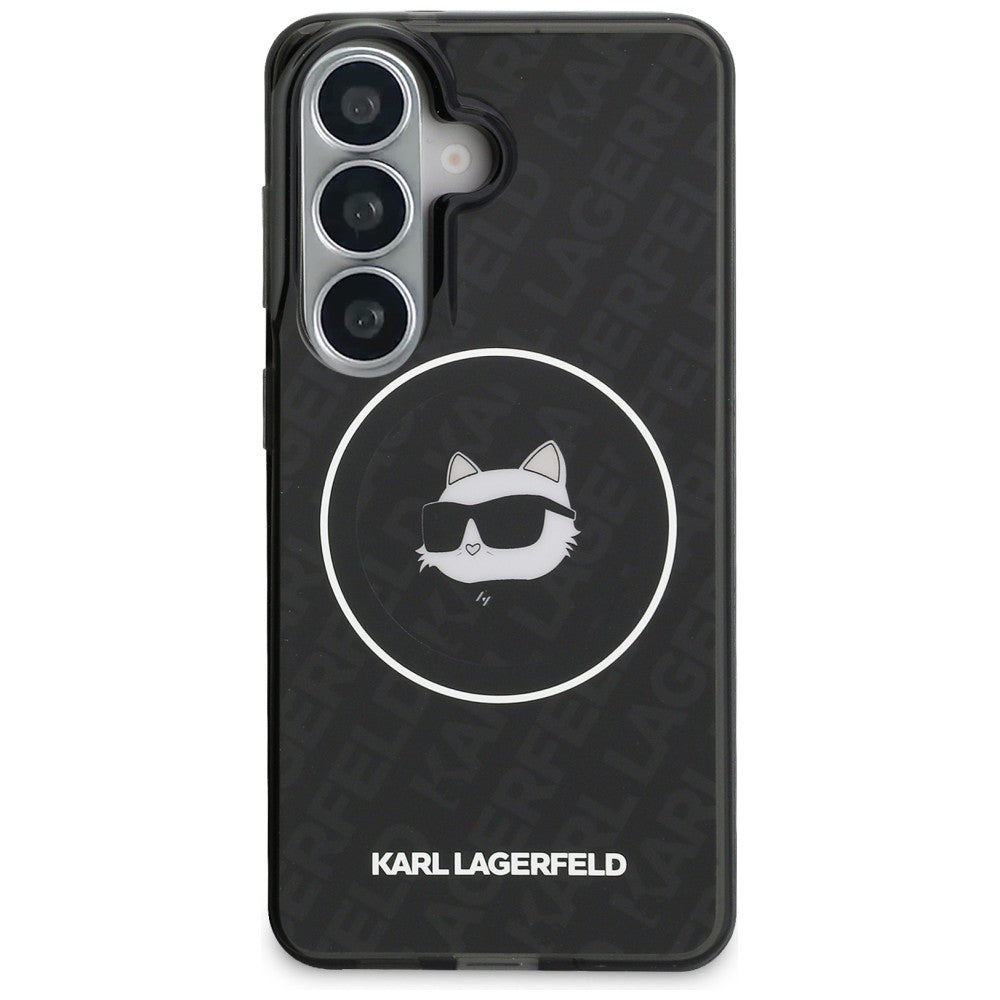 Futrola MagSafe za Samsung Galaxy S26 S942, Karl Lagerfeld, IML Choupette Head on KL Repeated Logo, Crna