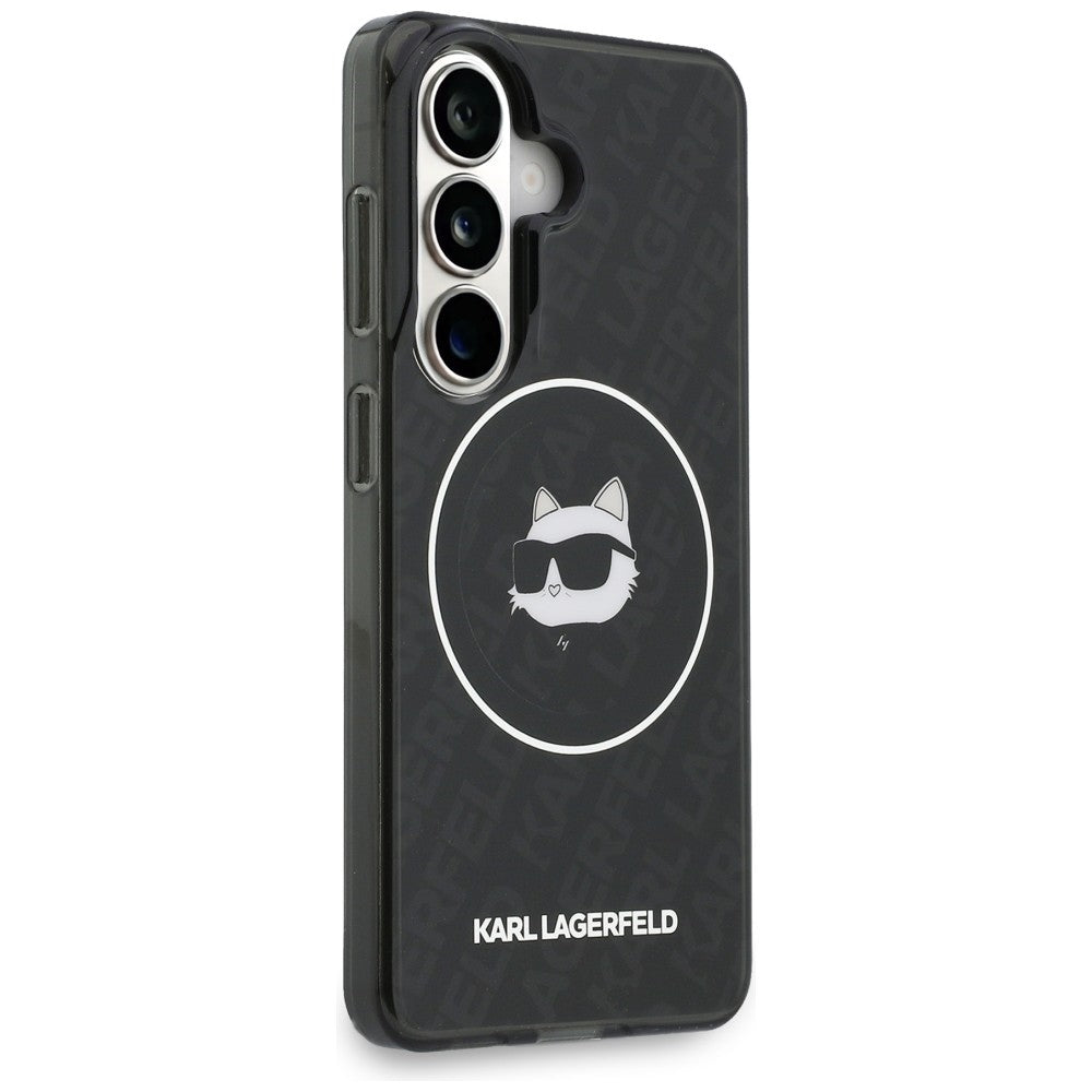 Futrola MagSafe za Samsung Galaxy S26 S942, Karl Lagerfeld, IML Choupette Head on KL Repeated Logo, Crna