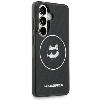 Futrola MagSafe za Samsung Galaxy S26 S942, Karl Lagerfeld, IML Choupette Head on KL Repeated Logo, Crna