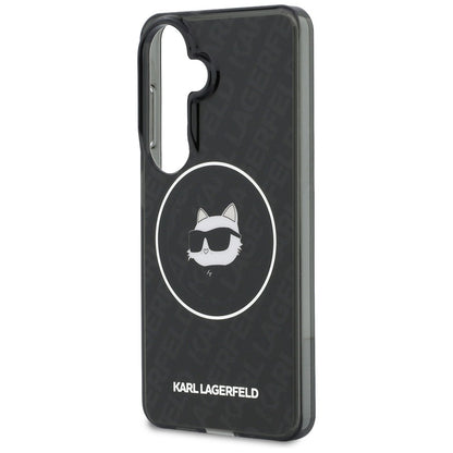 Futrola MagSafe za Samsung Galaxy S26 S942, Karl Lagerfeld, IML Choupette Head on KL Repeated Logo, Crna
