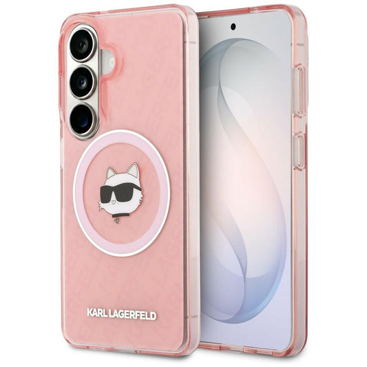 Futrola MagSafe za Samsung Galaxy S26 S942, Karl Lagerfeld, IML Choupette Head on KL Repeated Logo, Roza