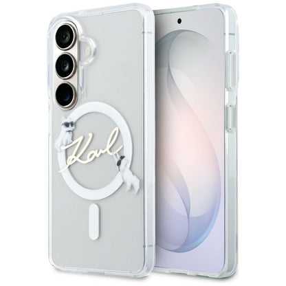 MagSafe maska za Samsung Galaxy S26 S942, Karl Lagerfeld, IML Choupette Karl Script Logo, Bijela