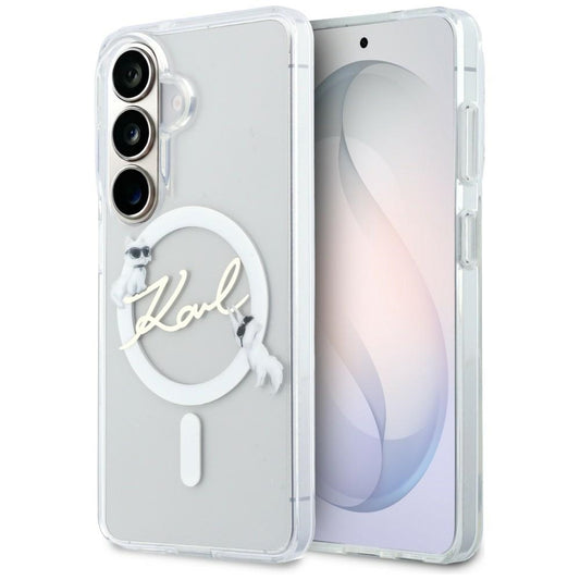 MagSafe maska za Samsung Galaxy S26 S942, Karl Lagerfeld, IML Choupette Karl Script Logo, Bijela
