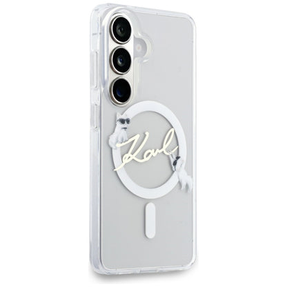 MagSafe maska za Samsung Galaxy S26 S942, Karl Lagerfeld, IML Choupette Karl Script Logo, Bijela