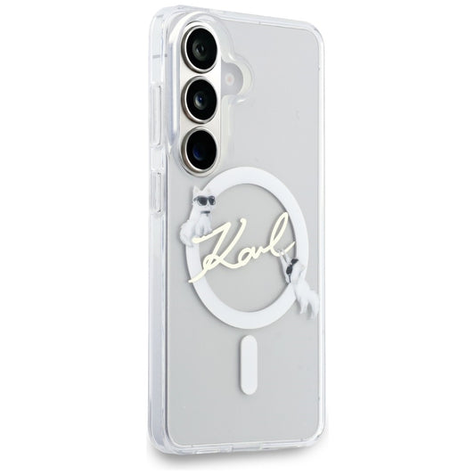 MagSafe maska za Samsung Galaxy S26 S942, Karl Lagerfeld, IML Choupette Karl Script Logo, Bijela