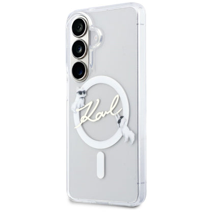 MagSafe maska za Samsung Galaxy S26 S942, Karl Lagerfeld, IML Choupette Karl Script Logo, Bijela