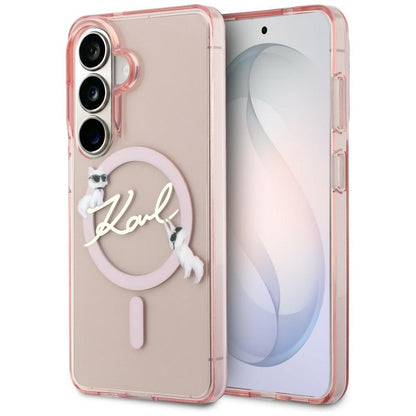MagSafe maska za Samsung Galaxy S26 S942, Karl Lagerfeld, IML Choupette Karl Script Logo, Roza