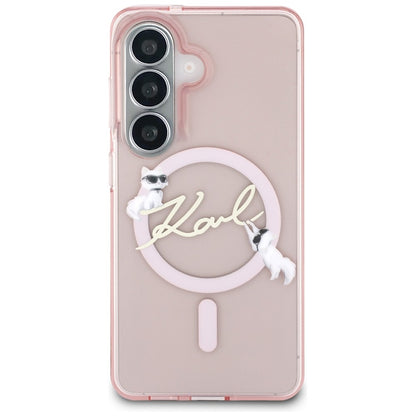 MagSafe maska za Samsung Galaxy S26 S942, Karl Lagerfeld, IML Choupette Karl Script Logo, Roza