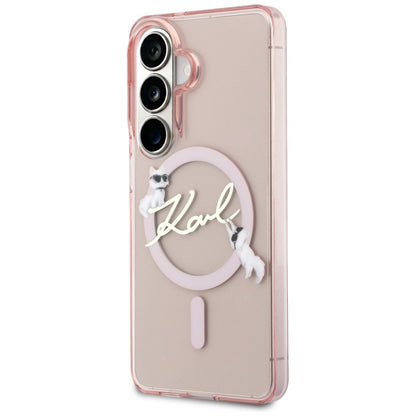 MagSafe maska za Samsung Galaxy S26 S942, Karl Lagerfeld, IML Choupette Karl Script Logo, Roza