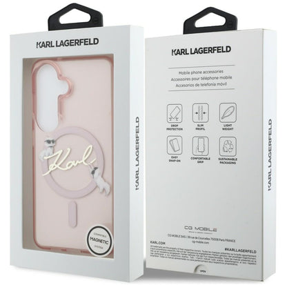 MagSafe maska za Samsung Galaxy S26 S942, Karl Lagerfeld, IML Choupette Karl Script Logo, Roza