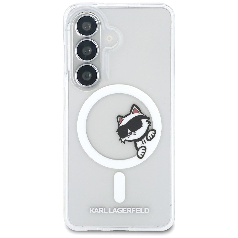 MagSafe maskica za Samsung Galaxy S26 S942, Karl Lagerfeld, IML Choupette Peekaboo Logo, Bijela