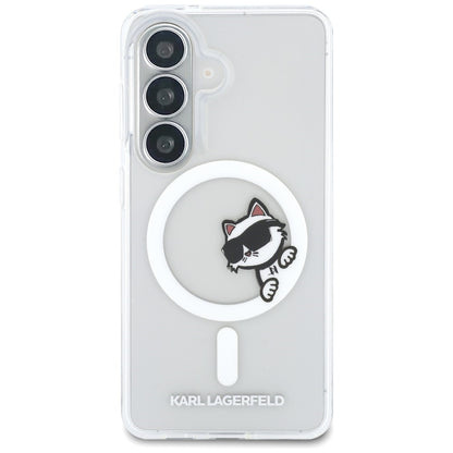 MagSafe maskica za Samsung Galaxy S26 S942, Karl Lagerfeld, IML Choupette Peekaboo Logo, Bijela
