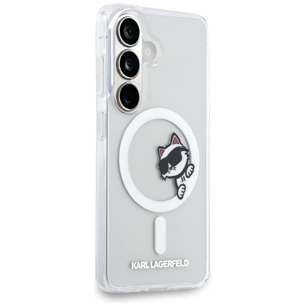 MagSafe maskica za Samsung Galaxy S26 S942, Karl Lagerfeld, IML Choupette Peekaboo Logo, Bijela