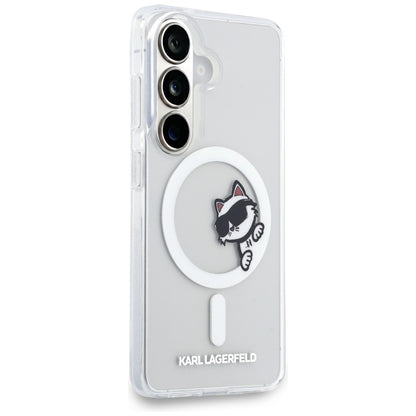 MagSafe maskica za Samsung Galaxy S26 S942, Karl Lagerfeld, IML Choupette Peekaboo Logo, Bijela
