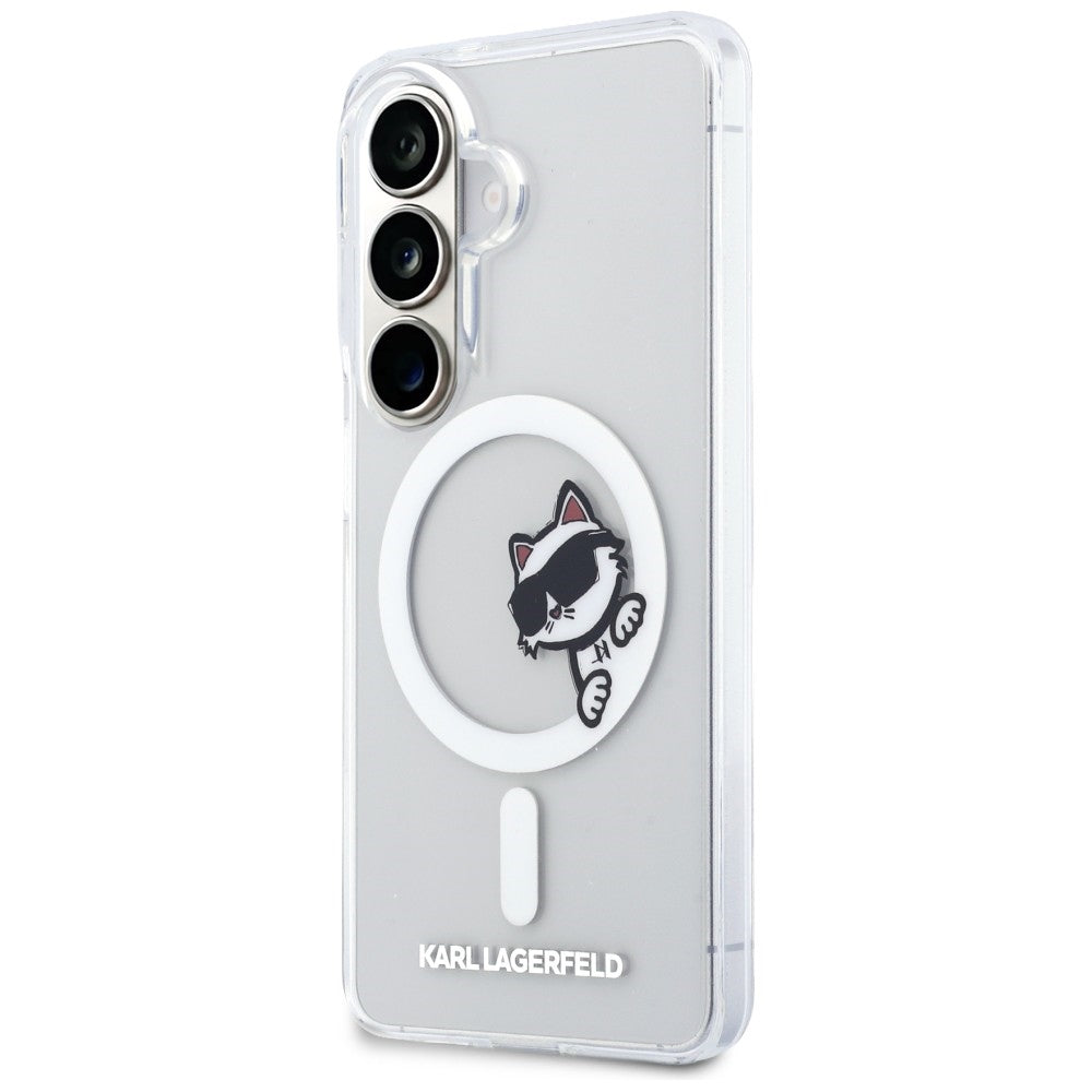 MagSafe maskica za Samsung Galaxy S26 S942, Karl Lagerfeld, IML Choupette Peekaboo Logo, Bijela