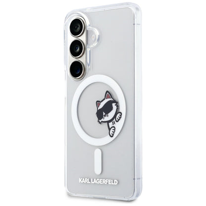MagSafe maskica za Samsung Galaxy S26 S942, Karl Lagerfeld, IML Choupette Peekaboo Logo, Bijela