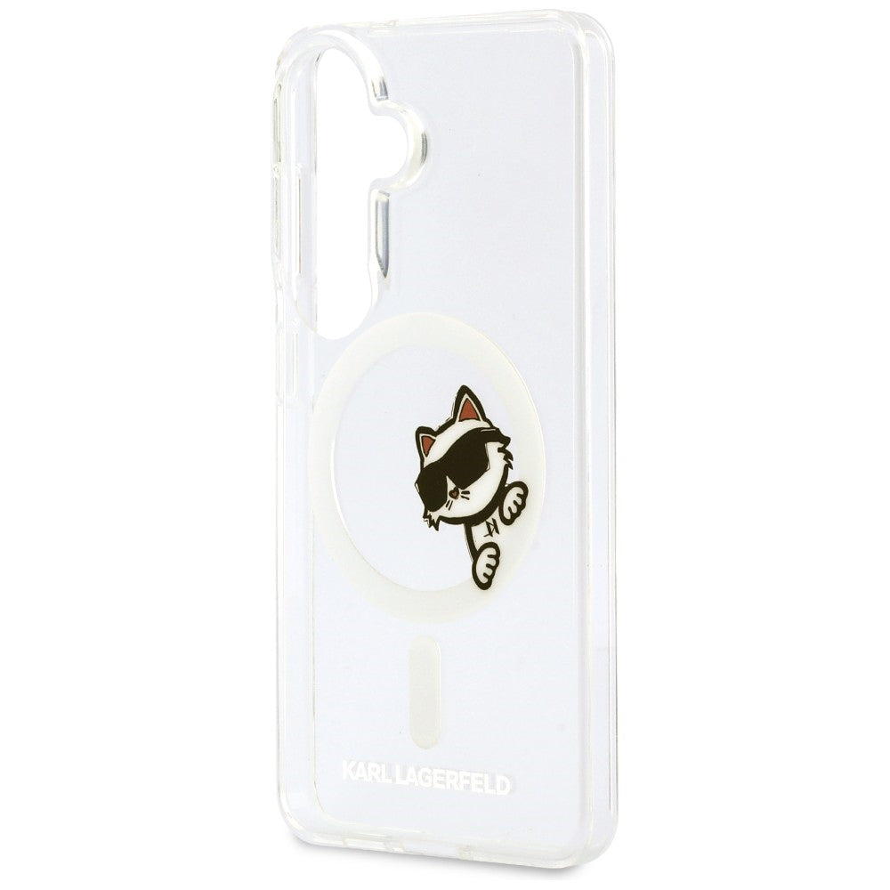 MagSafe maskica za Samsung Galaxy S26 S942, Karl Lagerfeld, IML Choupette Peekaboo Logo, Bijela