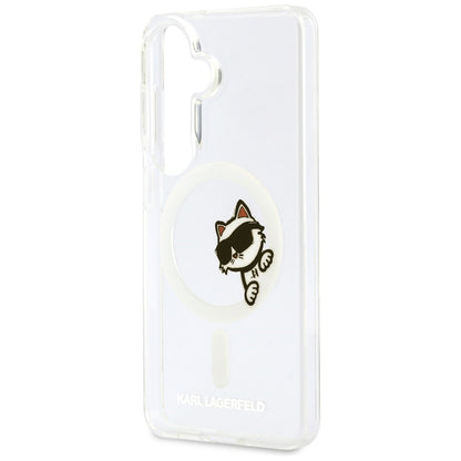 MagSafe maskica za Samsung Galaxy S26 S942, Karl Lagerfeld, IML Choupette Peekaboo Logo, Bijela