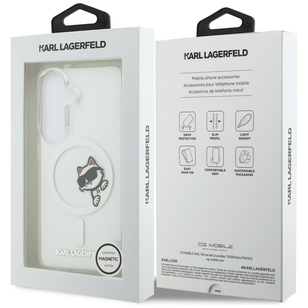 MagSafe maskica za Samsung Galaxy S26 S942, Karl Lagerfeld, IML Choupette Peekaboo Logo, Bijela