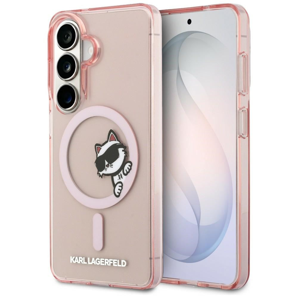 Futrola MagSafe za Samsung Galaxy S26 S942, Karl Lagerfeld, IML Choupette Peekaboo Logo, Roza