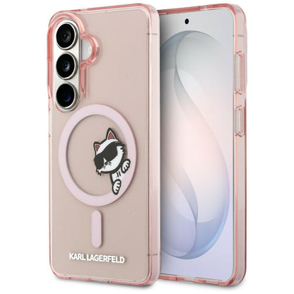 Futrola MagSafe za Samsung Galaxy S26 S942, Karl Lagerfeld, IML Choupette Peekaboo Logo, Roza