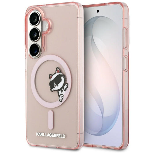 Futrola MagSafe za Samsung Galaxy S26 S942, Karl Lagerfeld, IML Choupette Peekaboo Logo, Roza