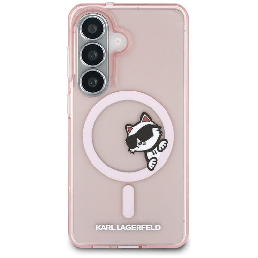 Futrola MagSafe za Samsung Galaxy S26 S942, Karl Lagerfeld, IML Choupette Peekaboo Logo, Roza