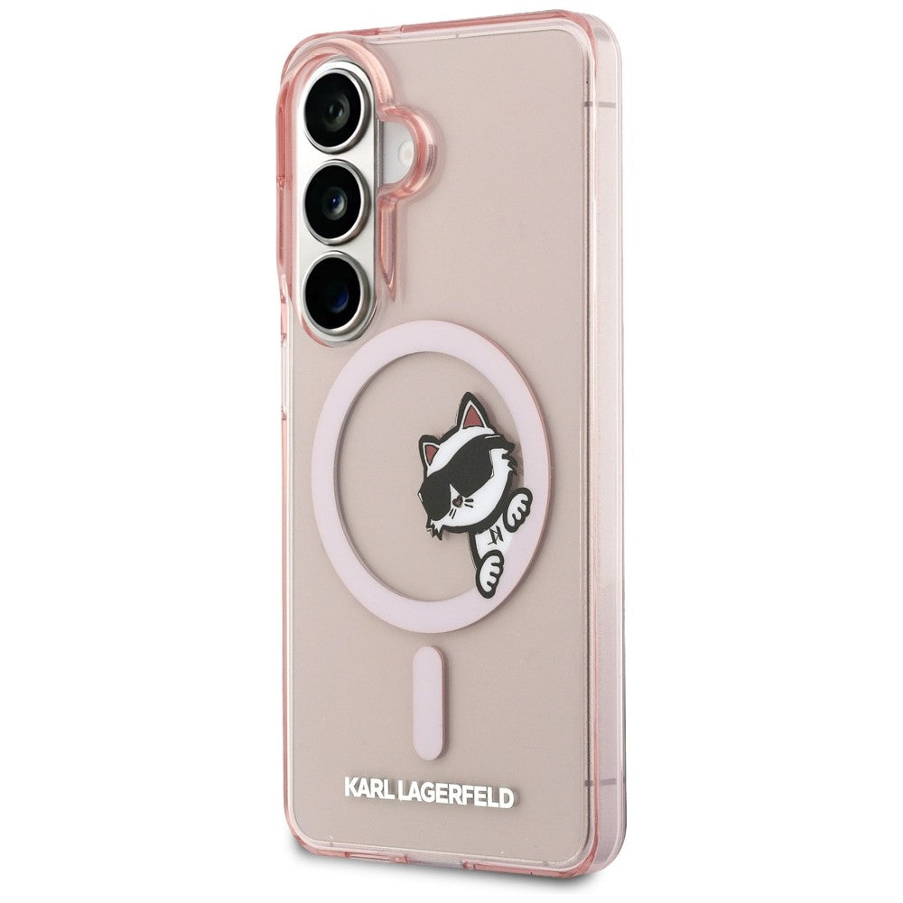 Futrola MagSafe za Samsung Galaxy S26 S942, Karl Lagerfeld, IML Choupette Peekaboo Logo, Roza