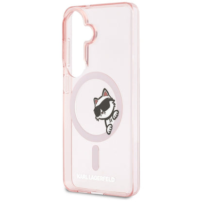 Futrola MagSafe za Samsung Galaxy S26 S942, Karl Lagerfeld, IML Choupette Peekaboo Logo, Roza