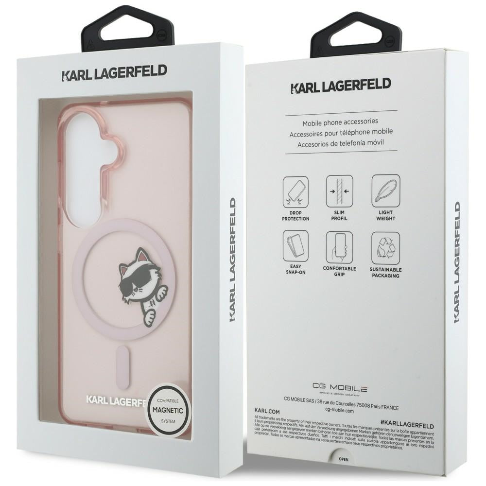 Futrola MagSafe za Samsung Galaxy S26 S942, Karl Lagerfeld, IML Choupette Peekaboo Logo, Roza
