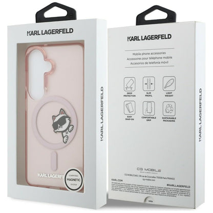 Futrola MagSafe za Samsung Galaxy S26 S942, Karl Lagerfeld, IML Choupette Peekaboo Logo, Roza