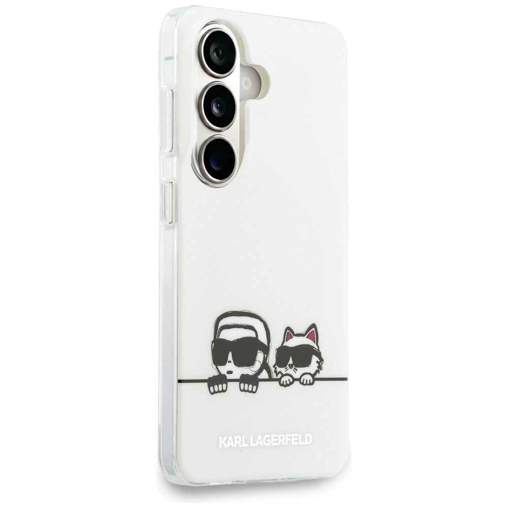 Futrola MagSafe za Samsung Galaxy S26 S942, Karl Lagerfeld, IML Karl & Choupette Peekaboo Logo, Bijela