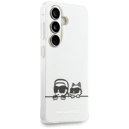Futrola MagSafe za Samsung Galaxy S26 S942, Karl Lagerfeld, IML Karl & Choupette Peekaboo Logo, Bijela