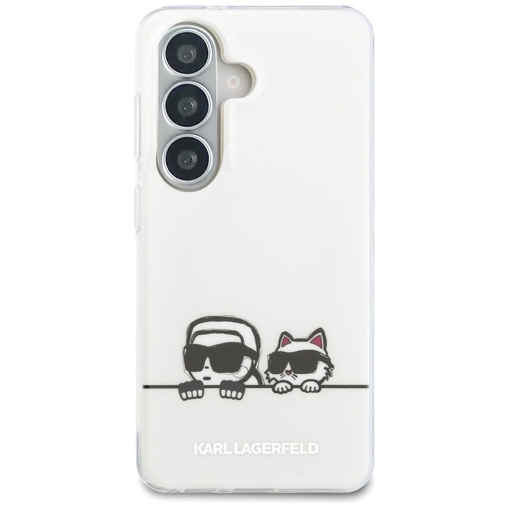 Futrola MagSafe za Samsung Galaxy S26 S942, Karl Lagerfeld, IML Karl & Choupette Peekaboo Logo, Bijela