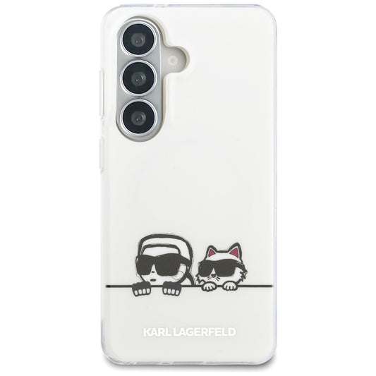 Futrola MagSafe za Samsung Galaxy S26 S942, Karl Lagerfeld, IML Karl & Choupette Peekaboo Logo, Bijela