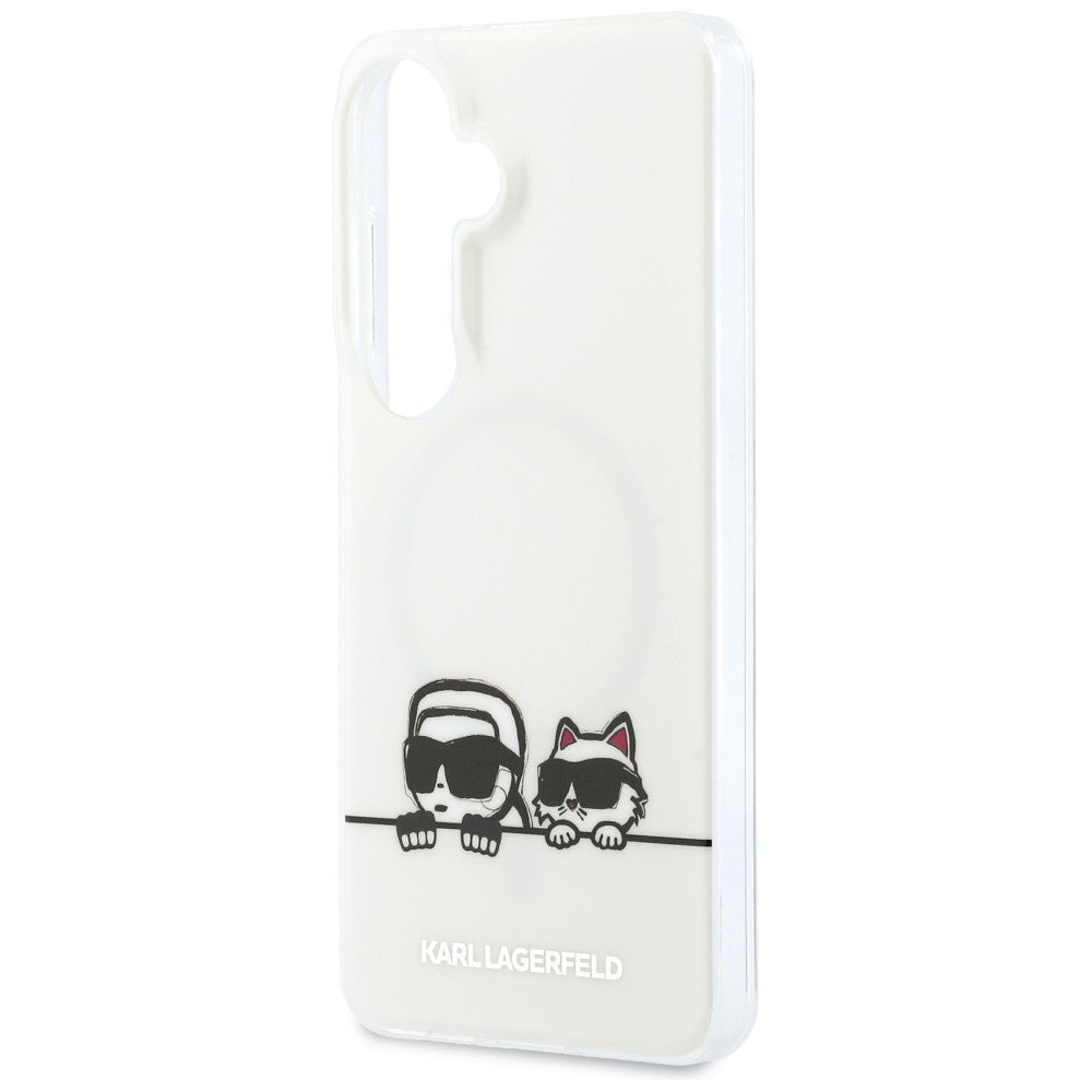 Futrola MagSafe za Samsung Galaxy S26 S942, Karl Lagerfeld, IML Karl & Choupette Peekaboo Logo, Bijela