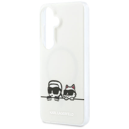Futrola MagSafe za Samsung Galaxy S26 S942, Karl Lagerfeld, IML Karl & Choupette Peekaboo Logo, Bijela