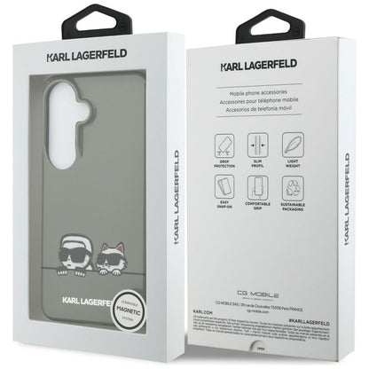 Futrola MagSafe za Samsung Galaxy S26 S942, Karl Lagerfeld, IML Karl & Choupette Peekaboo Logo, Crna