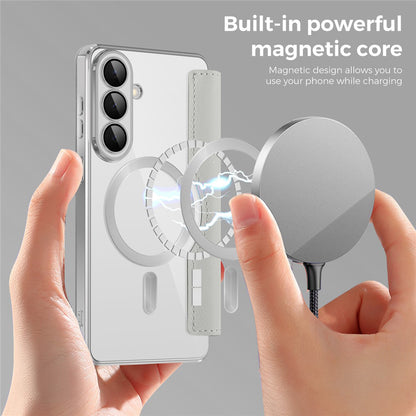 Futrola MagSafe za Samsung Galaxy S26, Techsuit, SmartMag Book, Siva