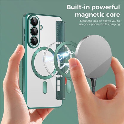 Futrola MagSafe za Samsung Galaxy S26, Techsuit, SmartMag Book, Zelena