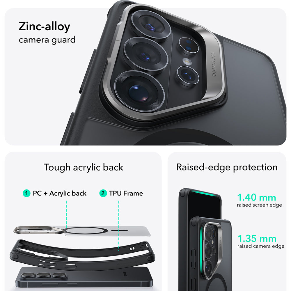 Futrola MagSafe za Samsung Galaxy S26 Ultra S948, ESR, Classic Hybrid Kickstand, Satin Crna