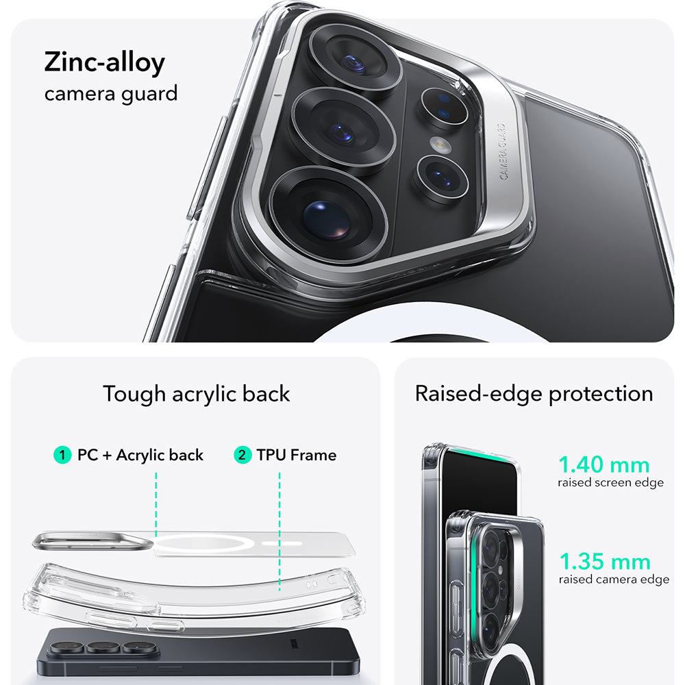 Futrola MagSafe za Samsung Galaxy S26 Ultra, ESR, Classic Hybrid Kickstand, Prozirna