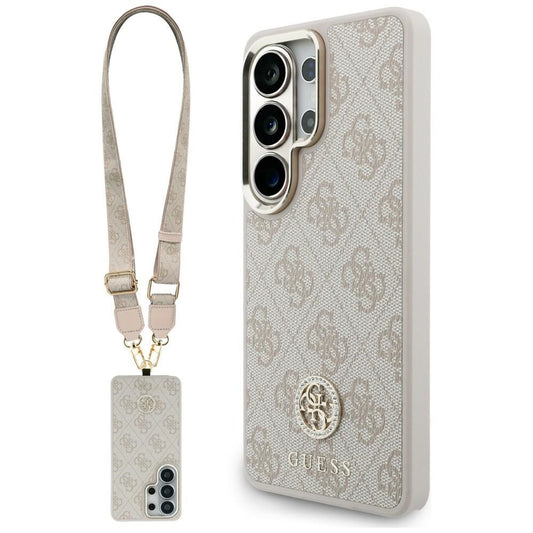 MagSafe futrola za Samsung Galaxy S26 Ultra S948, GUESS, 4G Big Rhinestone Triangle Strap, Roza
