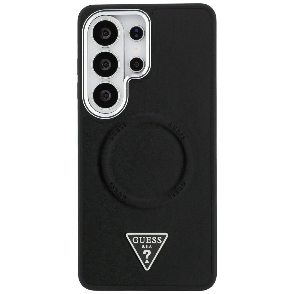 MagSafe futrola za Samsung Galaxy S26 Ultra S948, Guess, Embossed Ring Triangle Logo, Crna
