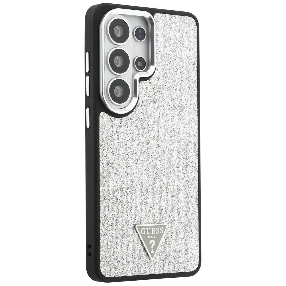 MagSafe maska za Samsung Galaxy S26 Ultra S948, Guess, Fixed Glitter Triangle Logo, Srebrna