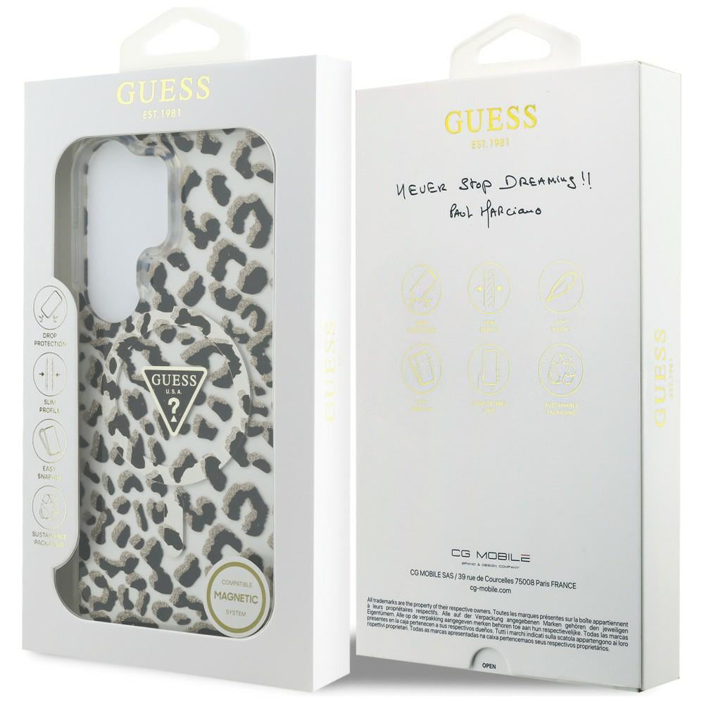 Futrola MagSafe za Samsung Galaxy S26 Ultra S948, Guess, IML Leopard uzorak, Crna