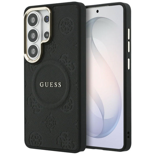 Futrola MagSafe za Samsung Galaxy S26 Ultra S948, GUESS, Saffiano Peony Embossed Ring, Crna