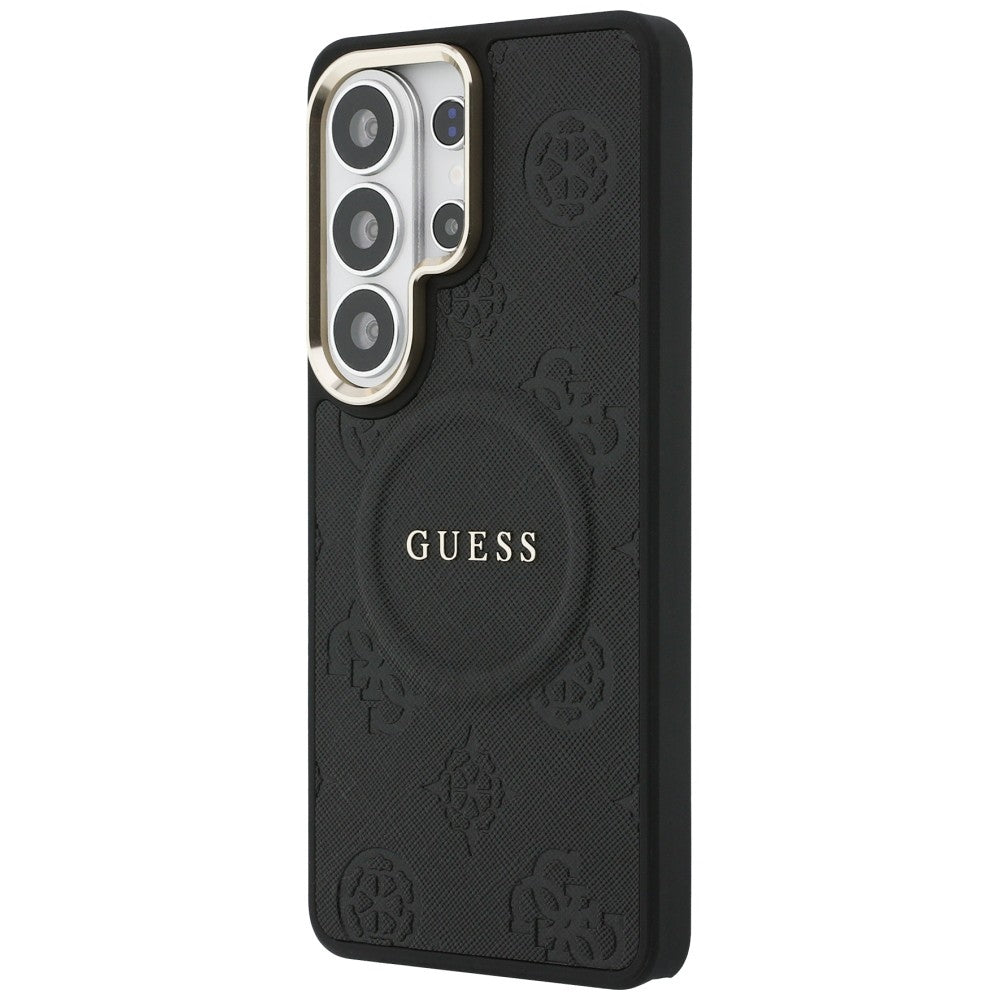 Futrola MagSafe za Samsung Galaxy S26 Ultra S948, GUESS, Saffiano Peony Embossed Ring, Crna